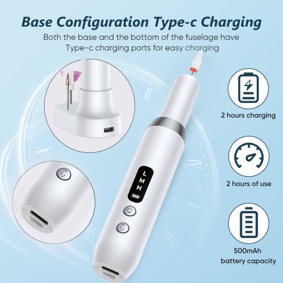 Cordless Nail Drill Pen Machine Nail Cuticle Portable 13 in 1 Kit(1 set) - Picture 6 of 16